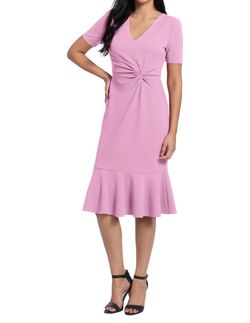 Style 1-2216436570-1901 LONDON TIMES Pink Size 6 V Neck Cocktail Dress on Queenly