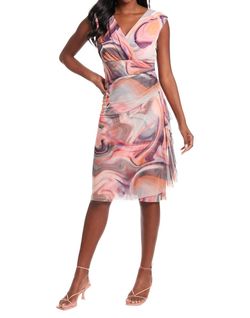 Style 1-2488582166-1498 LONDON TIMES Pink Size 4 Sorority Pattern Cocktail Dress on Queenly