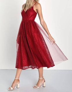 Style 1-3788292230-149 Lulus Red Size 12 Lace Polyester Cocktail Dress on Queenly