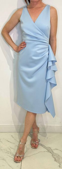 Style 1-4101561223-397 LONDON TIMES Blue Size 14 Free Shipping Plus Size Cocktail Dress on Queenly