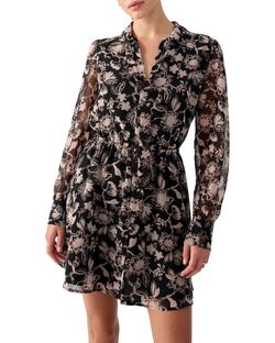 Style 1-2302259254-892 Sanctuary Black Size 8 Tall Height Sheer Free Shipping Polyester Floral Cocktail Dress on Queenly