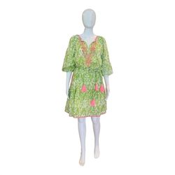 Style 1-1582777631-149 Place du Soleil Green Size 12 Long Sleeve V Neck Plus Size Cocktail Dress on Queenly