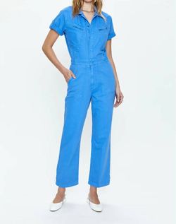 Style 1-2351649419-892 PISTOLA Blue Size 8 Straight Free Shipping Pockets High Neck Jumpsuit Dress on Queenly