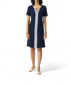 Style 1-3790789495-1901 Joseph Ribkoff Blue Size 6 Keyhole Sorority Spandex Cocktail Dress on Queenly