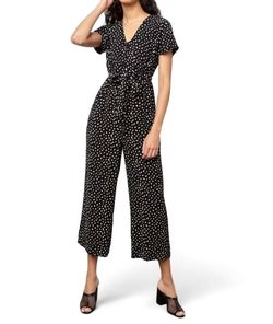 Style 1-3018765692-892 Rails Black Size 8 Tall Height Mini Belt Floor Length Pockets Jumpsuit Dress on Queenly