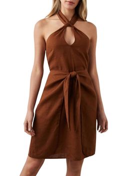 Style 1-1445651605-70 Rails Brown Size 0 Free Shipping Halter Cocktail Dress on Queenly