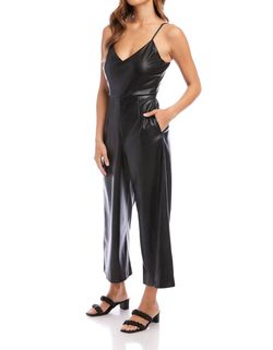 Style 1-2000409978-74 Fifteen Twenty Black Size 4 Pockets Spaghetti Strap Jumpsuit Dress on Queenly