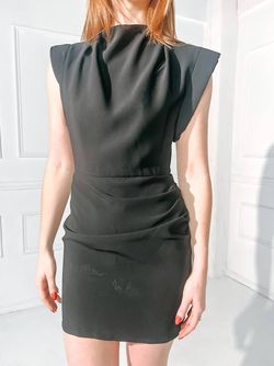 Style 1-1213949010-149 Amanda Uprichard Black Size 12 Free Shipping Mini Polyester High Neck Cocktail Dress on Queenly