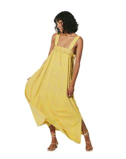 Style 1-3895801780-70 Cleobella Yellow Size 0 Ruffles Pockets Straight Dress on Queenly