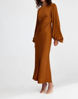 Style 1-1924992694-1498 SIGNIFICANT OTHER Brown Size 4 Cut Out Sleeves High Neck A-line Cocktail Dress on Queenly