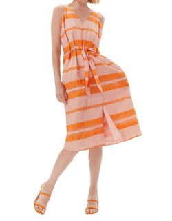 Style 1-229432005-74 Ecru Orange Size 4 V Neck Cocktail Dress on Queenly