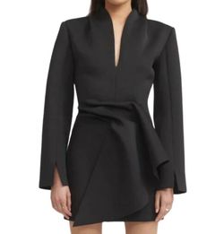 Style 1-918576110-149 TOJHA Black Size 12 Free Shipping Mini Polyester Long Sleeve Cocktail Dress on Queenly