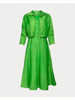 Style 1-809466902-74 FRANCES VALENTINE Green Size 4 V Neck Long Sleeve Straight Dress on Queenly
