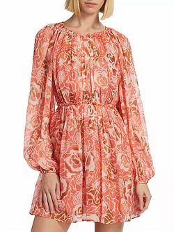 Style 1-1575074197-1498 TANYA TAYLOR Pink Size 4 Sleeves Sorority Floral Cocktail Dress on Queenly