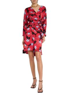 Style 1-314518835-1901 Diane von Furstenberg Red Size 6 Jersey Sleeves Cocktail Dress on Queenly