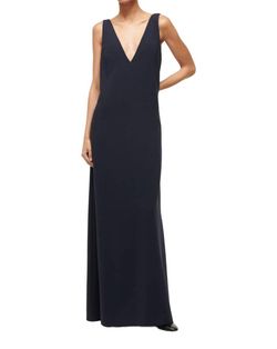 Style 1-2647346891-74 STAUD Blue Size 4 V Neck 1-2647346891-74 Navy Straight Dress on Queenly