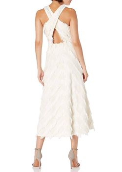 Style 1-2471549106-1498 Rebecca Taylor White Size 4 Free Shipping Fringe V Neck Straight Dress on Queenly