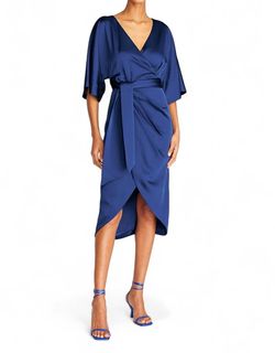 Style 1-3219767802-1498 THEIA Blue Size 4 V Neck Sleeves Cocktail Dress on Queenly