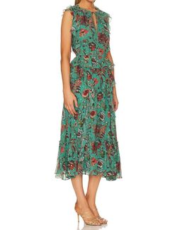 Style 1-4084501407-1498 Ulla Johnson Green Size 4 Ruffles A-line Tulle Cocktail Dress on Queenly