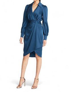 Style 1-536856718-238 THEIA Blue Size 12 Plus Size Polyester Sleeves Cocktail Dress on Queenly