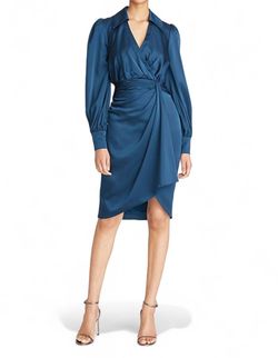 Style 1-536856718-238 THEIA Blue Size 12 Sleeves Cocktail Dress on Queenly