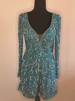 Ashley Lauren Blue Size 8 Fun Fashion 50 Off Pageant Jumpsuit Dress on Queenly