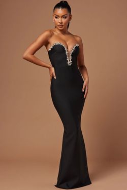 Fashion Nova Black Size 12 Sweetheart Jewelled Wedding Guest Mermaid Dress on Queenly