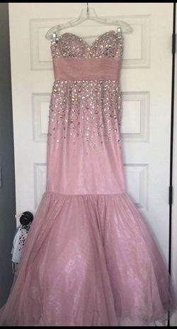 Jovani Pink Size 4 Strapless Pageant Mermaid Dress on Queenly