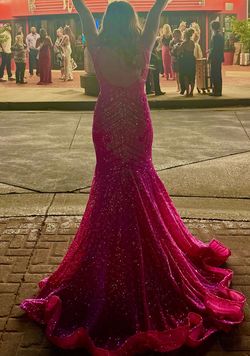 Jovani Pink Size 4 Plunge Prom Mermaid Dress on Queenly