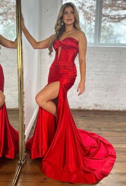 Style 56161 Sherri Hill Red Size 2 Floor Length Pageant Straight Mermaid Dress on Queenly