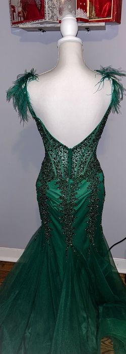 Jovani Green Size 0 Plunge Jersey Mermaid Dress on Queenly