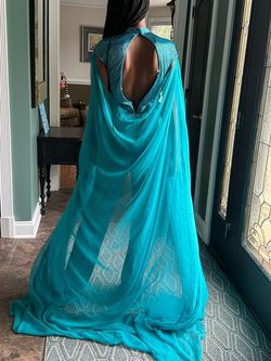 Ashley Lauren Blue Size 6 Mini Cap Sleeve Jumpsuit Dress on Queenly