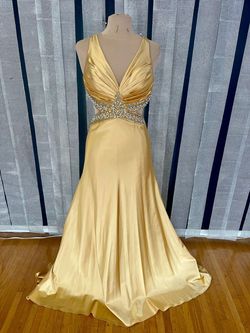 Terani Couture Gold Size 10 Plunge Black Tie Straight Dress on Queenly