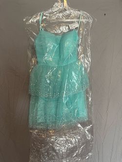 Ashley Lauren Blue Size 4 Prom Square Pageant Cocktail Dress on Queenly