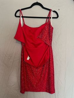 Amarra Red Size 2 Mini Square Neck Cocktail Dress on Queenly