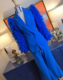 Canary Design Blue Size 8 Interview Pageant Blazer Jumpsuit Dress on Queenly