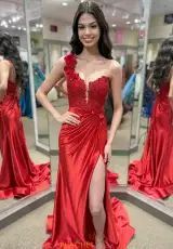 Sherri Hill Red Size 12 Plus Size Black Tie Pageant Side slit Dress on Queenly