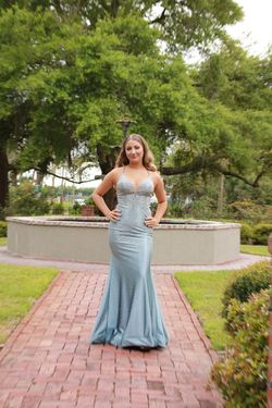 Style 54273 Sherri Hill Silver Size 0 Short Height 54273 Prom Pageant Mermaid Dress on Queenly