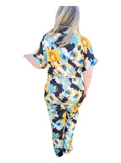 Style 1-1908437574-892 ee:some Blue Size 8 Floral Jumpsuit Dress on Queenly