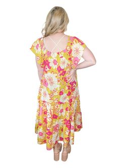 Style 1-2353554818-149 Easel Yellow Size 12 Free Shipping Plus Size Straight Dress on Queenly