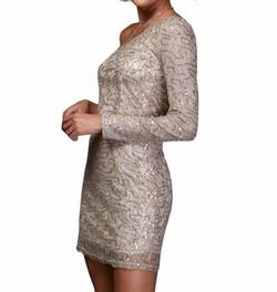 Style 1-1157711288-149 LOVESTITCH Brown Size 12 Mini Free Shipping Plus Size Long Sleeve Cocktail Dress on Queenly