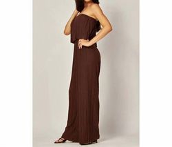 Style 1-4091401944-149 BNS Brown Size 12 Strapless Polyester Spandex Floor Length Jumpsuit Dress on Queenly