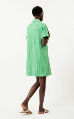 Style 1-3258017258-892 FRNCH Green Size 8 Mini Casual High Neck Cocktail Dress on Queenly