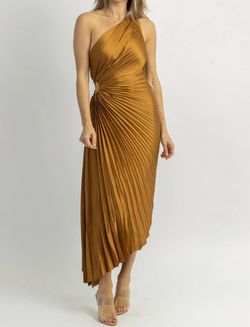 Style 1-4215847485-74 DRESS FORUM Gold Size 4 Free Shipping Spandex One Shoulder Cocktail Dress on Queenly