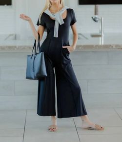 Style 1-180546348-74 Savra Black Size 4 Floor Length Free Shipping Pockets Jumpsuit Dress on Queenly