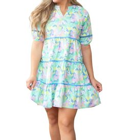 Style 1-2087690200-149 MICHELLE MCDOWELL Blue Size 12 Summer Plus Size Cocktail Dress on Queenly