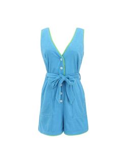Style 1-395924503-70 FRNCH Blue Size 0 Pockets Jumpsuit Dress on Queenly