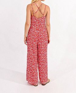 Style 1-1153283117-149 MOLLY BRACKEN Red Size 12 Tall Height Free Shipping Polyester Floor Length Floral Jumpsuit Dress on Queenly