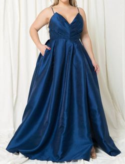 Style 1-3085641118-1557 Maniju Blue Size 28 Plus Size Ball gown on Queenly