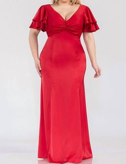 Style 1-4144356356-1691 Maniju Red Size 16 Satin Straight Dress on Queenly